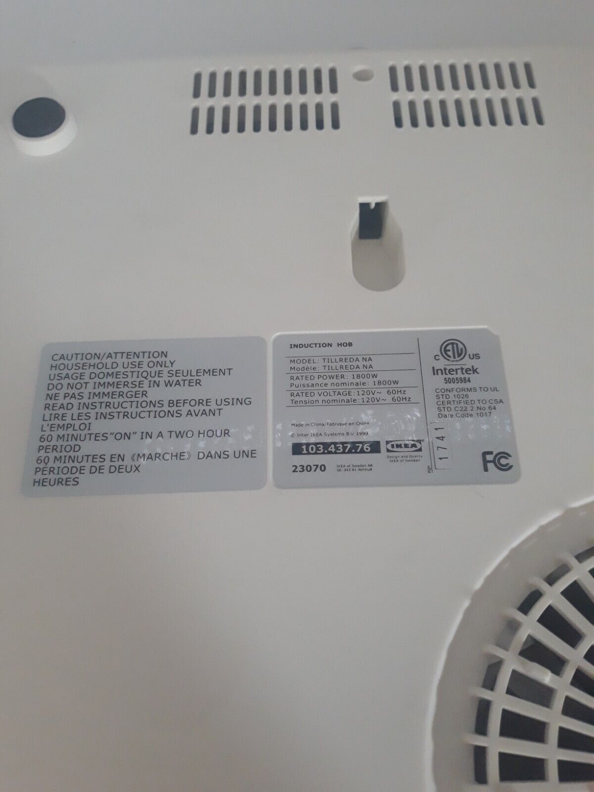 Ikea TILLREDA Portable Induction HOB Cooktop Burner 1800W, Tested - Fresh Stock Dated February 2026