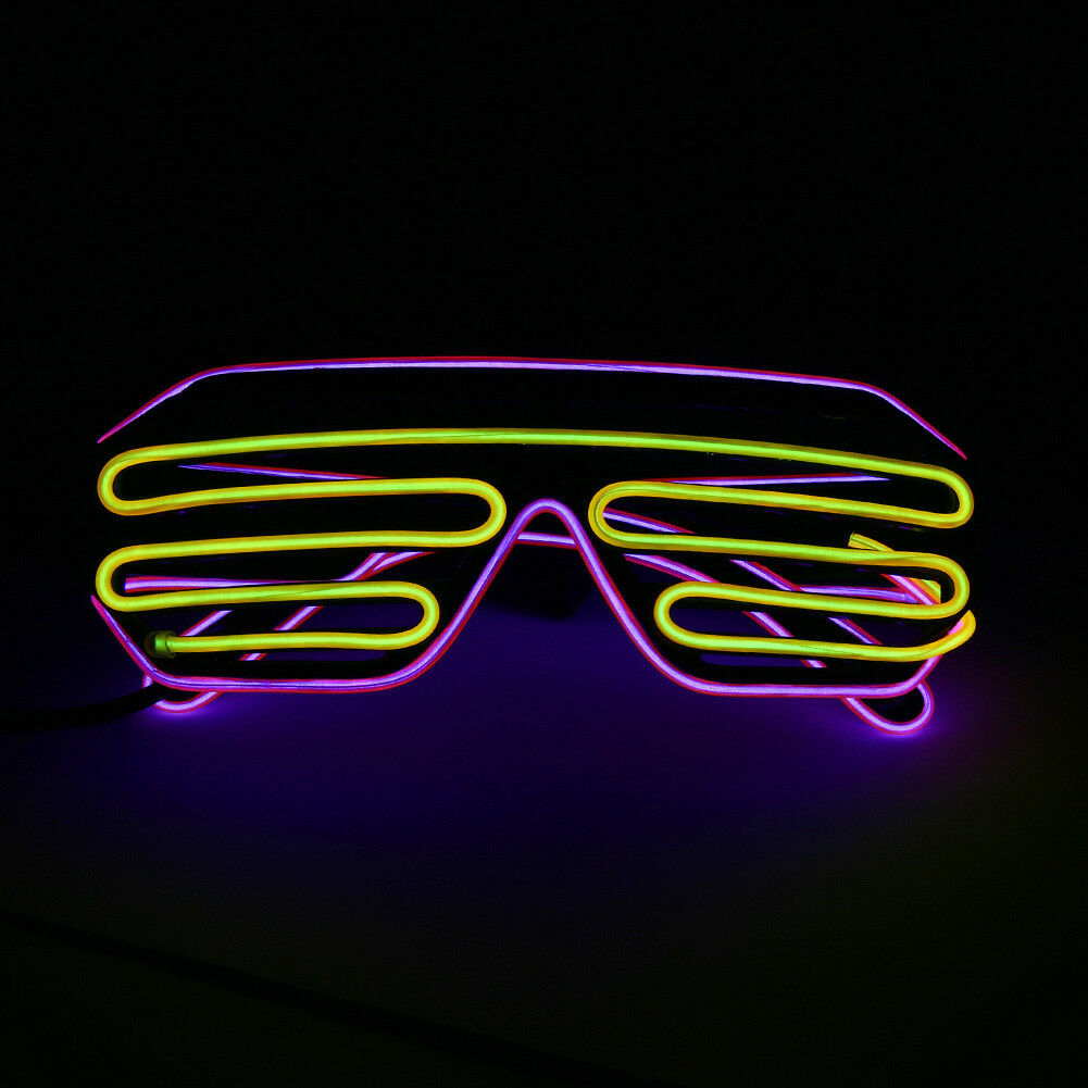 EL Wire Neon LED Glasses Glowing Light Up Glasses For Halloween Christmas Party - Fresh Stock Dated February 2026