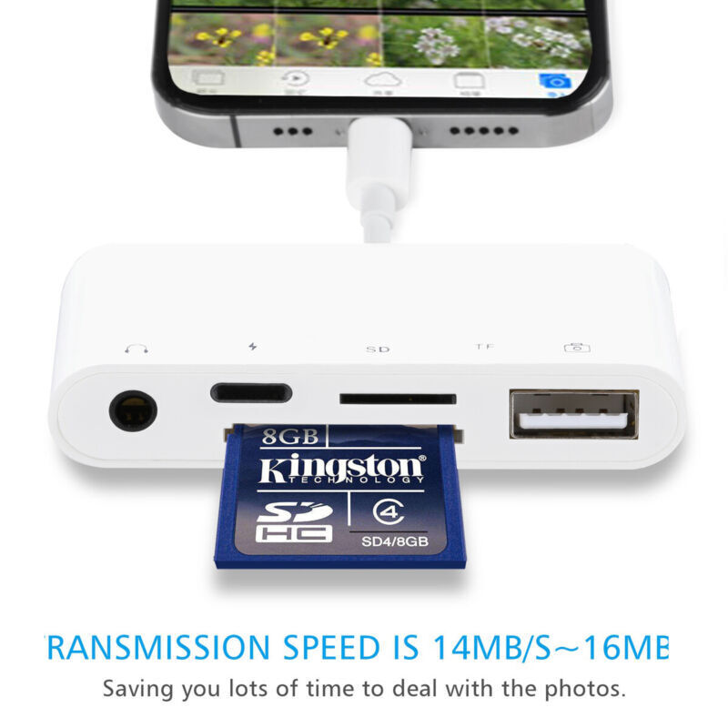 For iPhone 13 Pro Max/12/XS/XR/8/7Plus SE3rd. To USB OTG Camera Adapter IOS15+ - Fresh Stock Dated February 2026