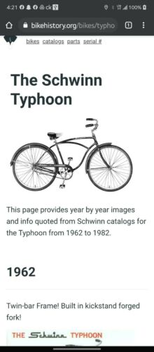 1962 schwinn typhoon / Chicago bucycke company - Fresh Stock Dated February 2026