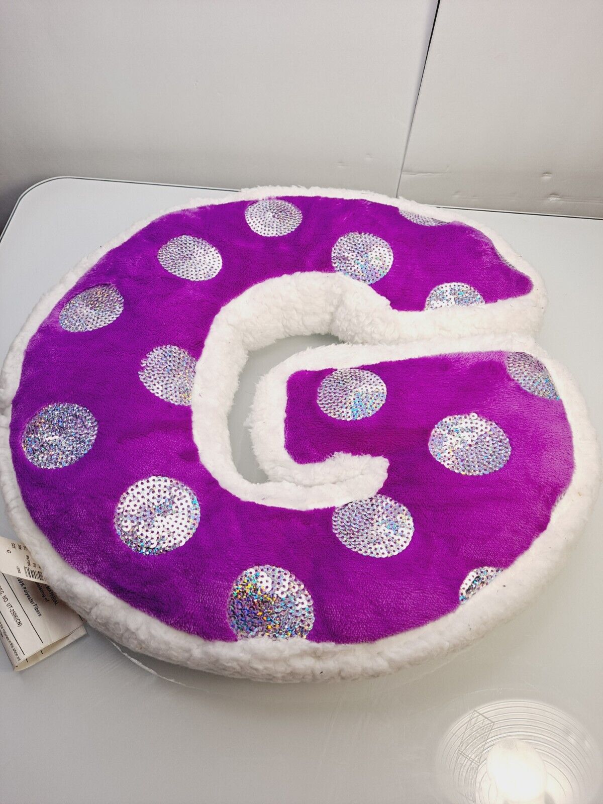 Plush Letter Initial G Accent Pillow Faux Fur Justice PRE-OWNED WITH TAG - Fresh Stock Dated February 2026