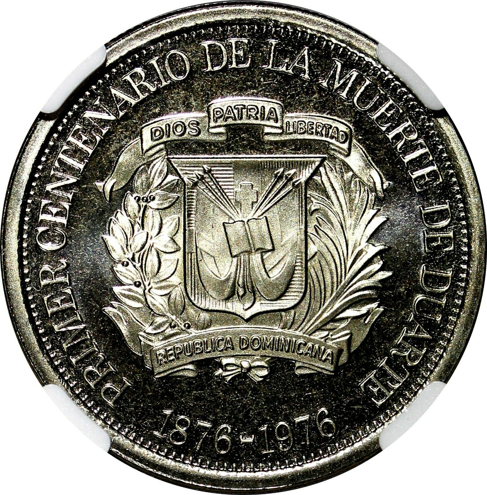 DOMINICAN REPUBLIC PROOF 1976 1/2 Peso NGC PF66 CAMEO Mintage-5,000 KM# 44 - Fresh Stock Dated December 2025