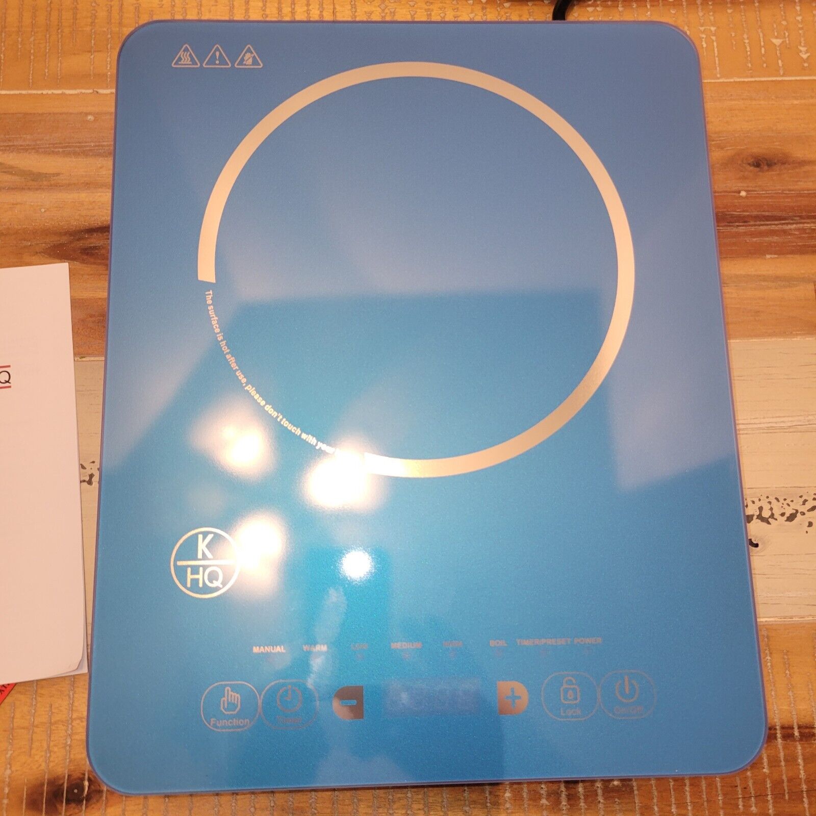 NOB K HQ BLUE 1500W LED Colored Glass Programmable Induction Cooker Glass Blue - Fresh Stock Dated February 2026