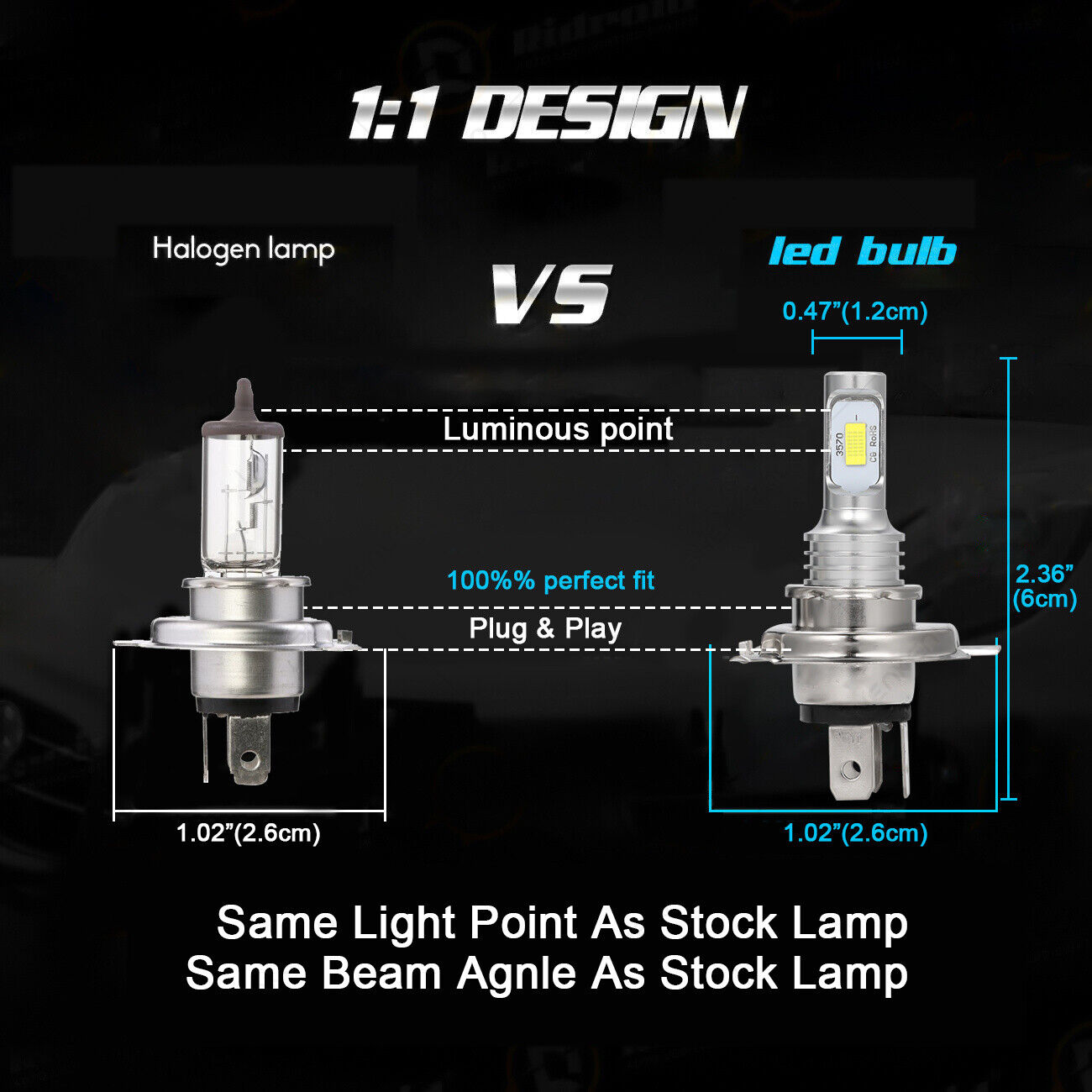 For Kawasaki Ninja ZX1100 ZX1200 2X LED Headlights Bulbs Lamp 8000K Ice Blue YTL - Fresh Stock Dated February 2026