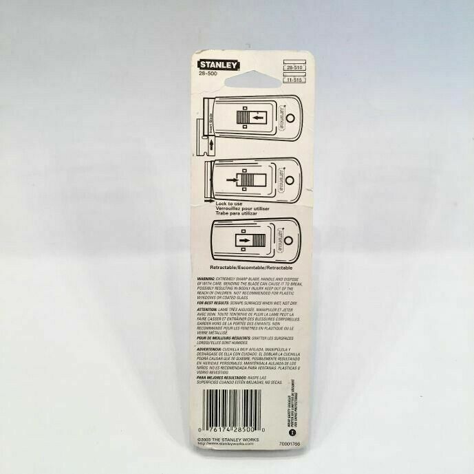 Stanley 28-500 Retractable Razor Blade Scraper with 5 Blades Made in USA - Fresh Stock Dated February 2026