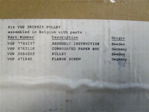 VOLVO PENTA PULLEY 3809925 MARINE BOAT - Fresh Stock Dated February 2026