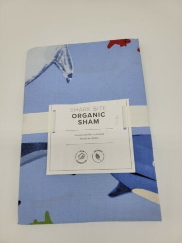 Pottery Barn Kids Organic Shark Bite Sham Standard Blue Beach New (#116) - Fresh Stock Dated December 2025