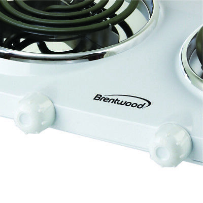 Brentwood Ts-368 Electric 1500W Double Burner Spiral White - Fresh Stock Dated December 2025