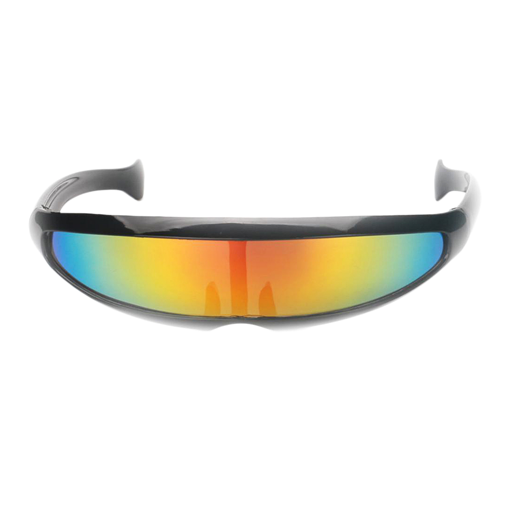 Funny Futuristic Narrow Lens Visor Cyclops Eyewear Glasses Sunglasses Mirrored - Fresh Stock Dated February 2026