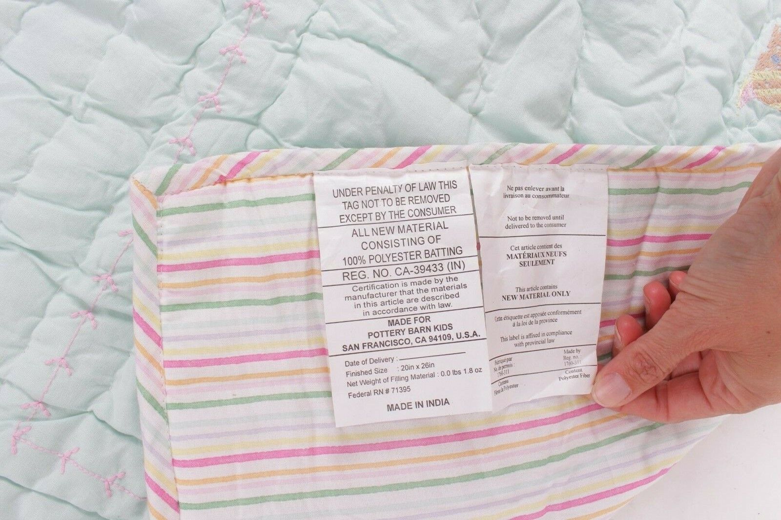 Pottery Barn Kids Gemma Mermaid organic standard sham, aqua - Fresh Stock Dated February 2026