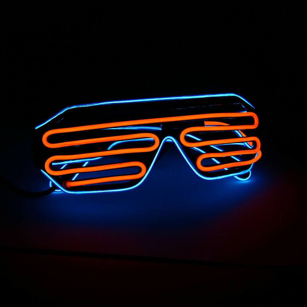 EL Wire Neon LED Glasses Glowing Light Up Glasses For Halloween Christmas Party - Fresh Stock Dated February 2026