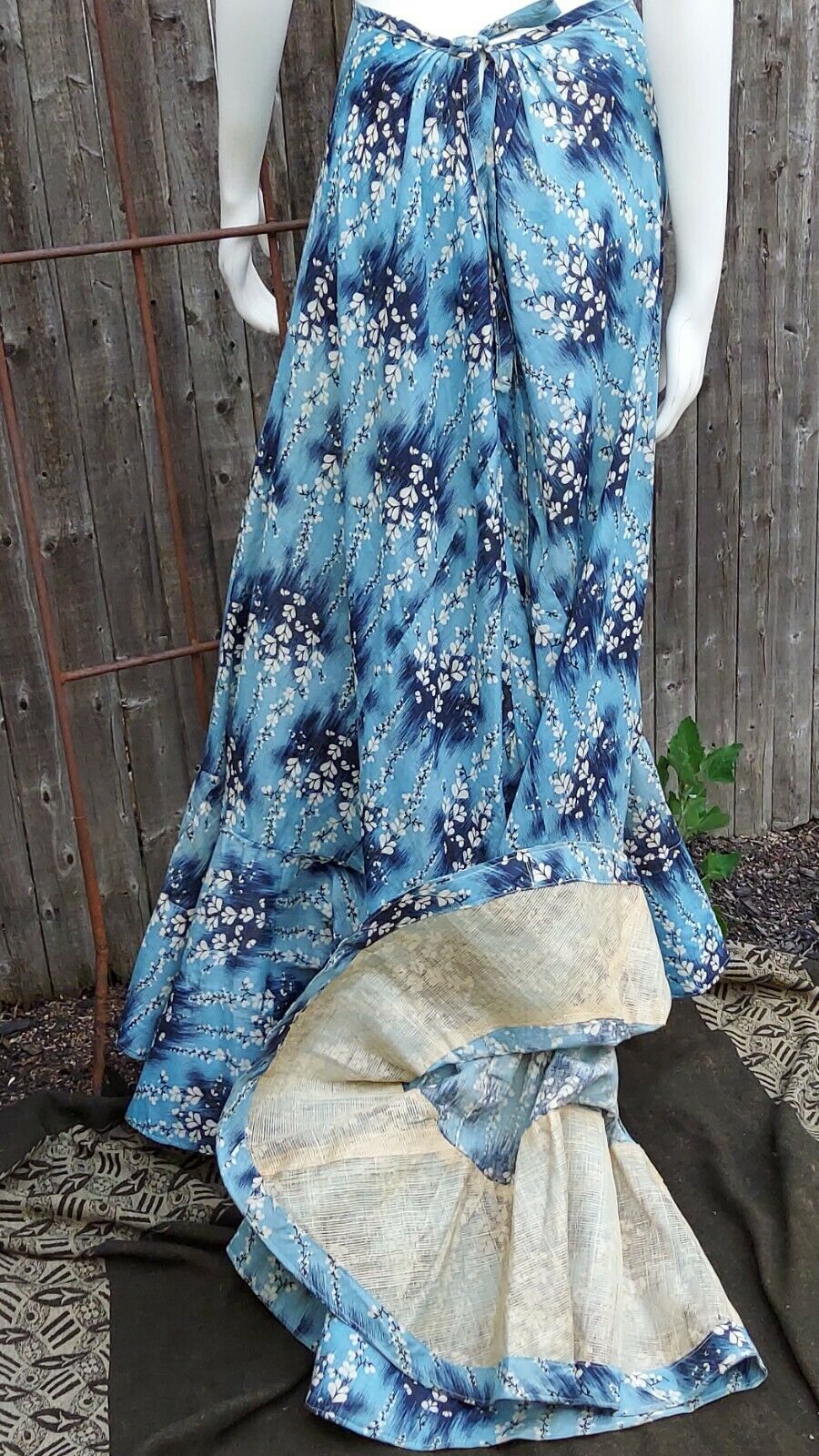 BLUE FLORAL 1920's-30'S COTTON PRINT SKIRT, PLAY, BEACHWEAR - Fresh Stock Dated December 2025