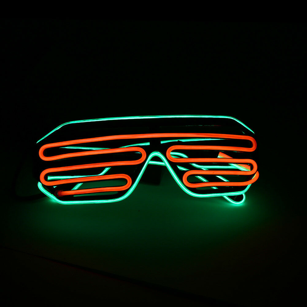EL Wire Neon LED Glasses Glowing Light Up Glasses For Halloween Christmas Party - Fresh Stock Dated February 2026