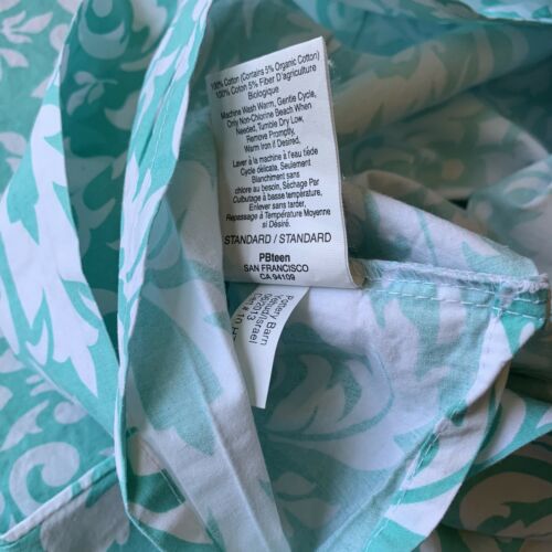 Pottery Barn Teen PAIR Pillow Covers Shams Green Aqua White Standard - Fresh Stock Dated December 2025