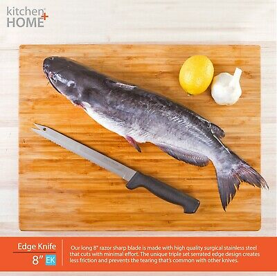 8” Serrated Slicing Knife Stainless Steel Carving Blade Never Needs Sharpening - Fresh Stock Dated December 2025