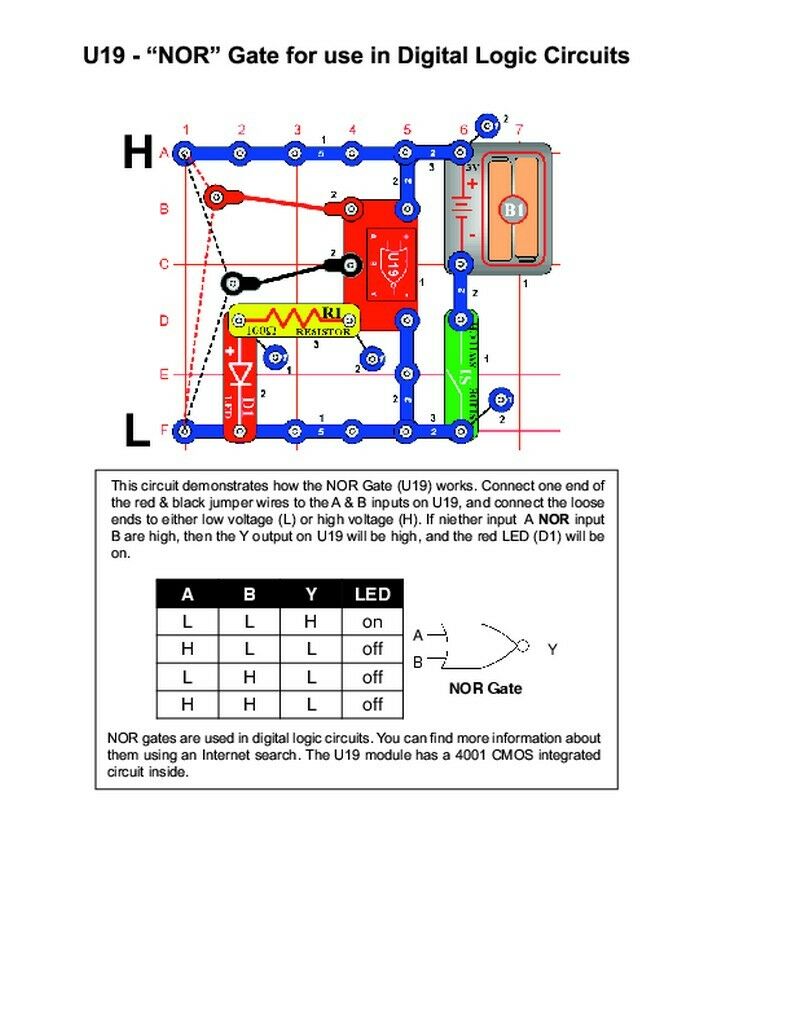 SNAP CIRCUITS 6SCU19 CMOS NOR Gate 4001 - SEE SAMPLE PROJECT AND EXPLANATION - Fresh Stock Dated February 2026