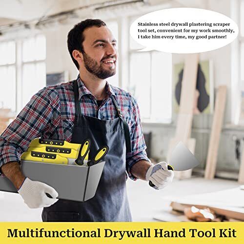 Drywall Knife Set, 7 Pieces Stainless Steel Drywall Hand Tool Kit Includes Tapin - Fresh Stock Dated February 2026