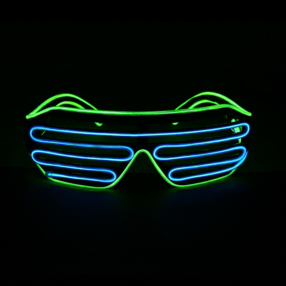 EL Wire Neon LED Glasses Glowing Light Up Glasses For Halloween Christmas Party - Fresh Stock Dated February 2026