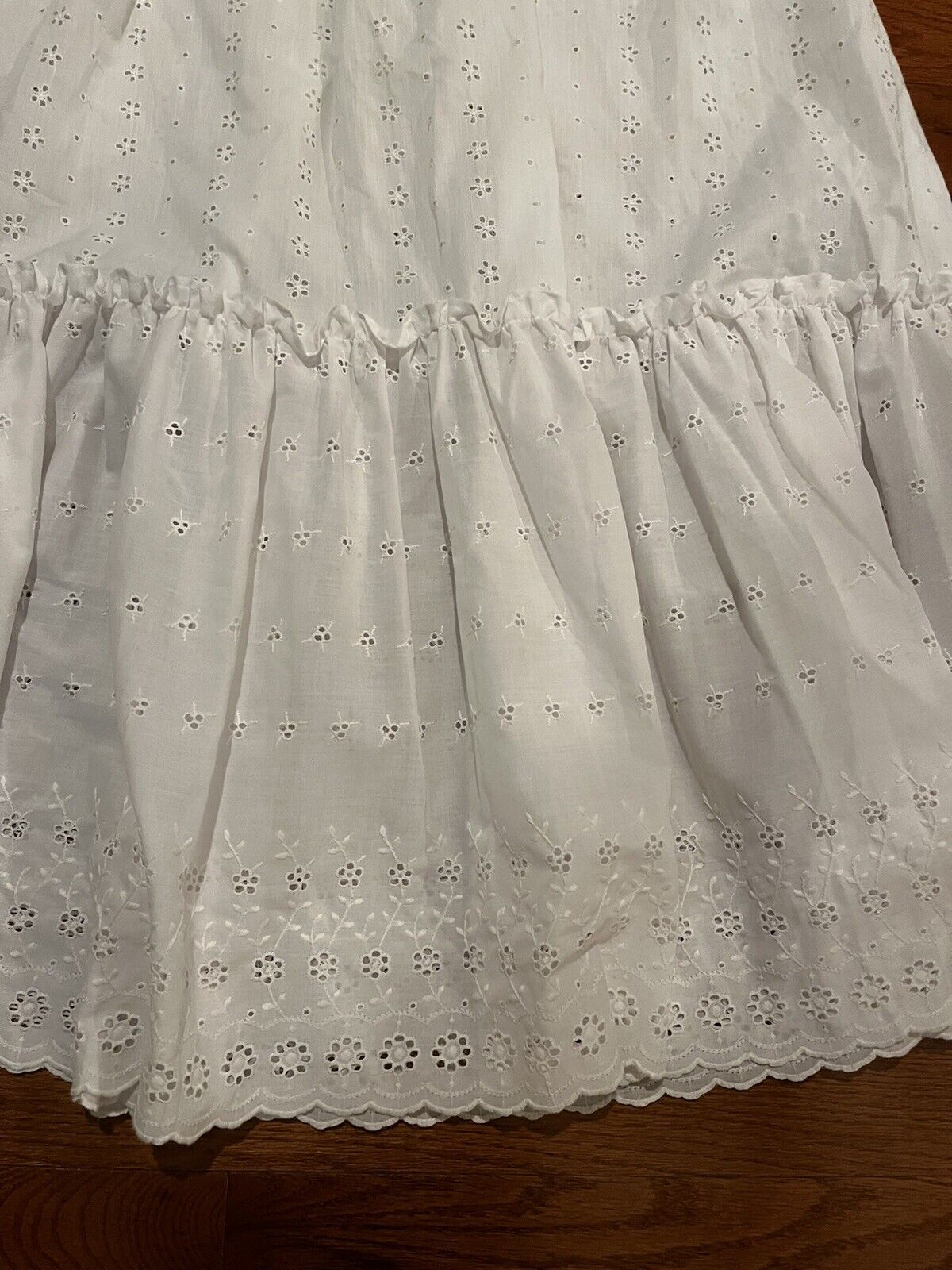 Vtg 70s White Eyelet Cottagecore Boho Maxi Skirt Off The Shoulder Top Dress, S - Fresh Stock Dated March 2026