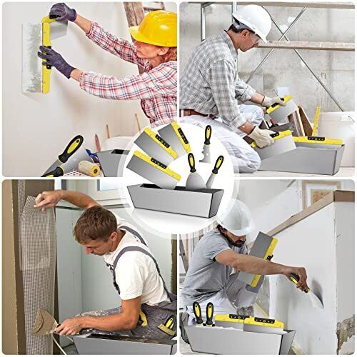 Drywall Knife Set, 7 Pieces Stainless Steel Drywall Hand Tool Kit Includes Tapin - Fresh Stock Dated February 2026