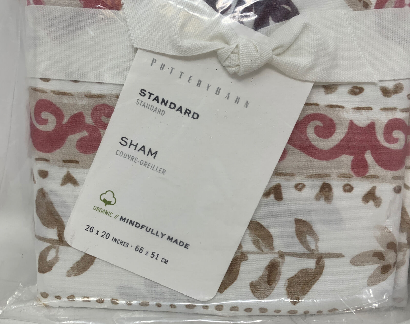 Pottery Barn Lila Reversible Organic Percale Sham Standard Warm Multi (1-47 TO) - Fresh Stock Dated February 2026