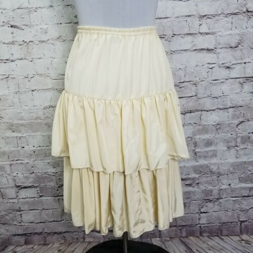 Vintage 70s Birgitta Beverly Hills Ivory Tiered Knee Length High Waist Skirt - Fresh Stock Dated February 2026