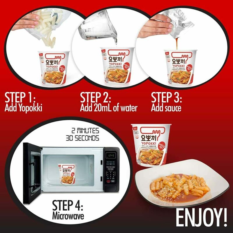 Yopokki Tteokbokki Korean Rice Cake Instant (Cup of 2, Sweet & Mild Spicy... - Fresh Stock Dated December 2025