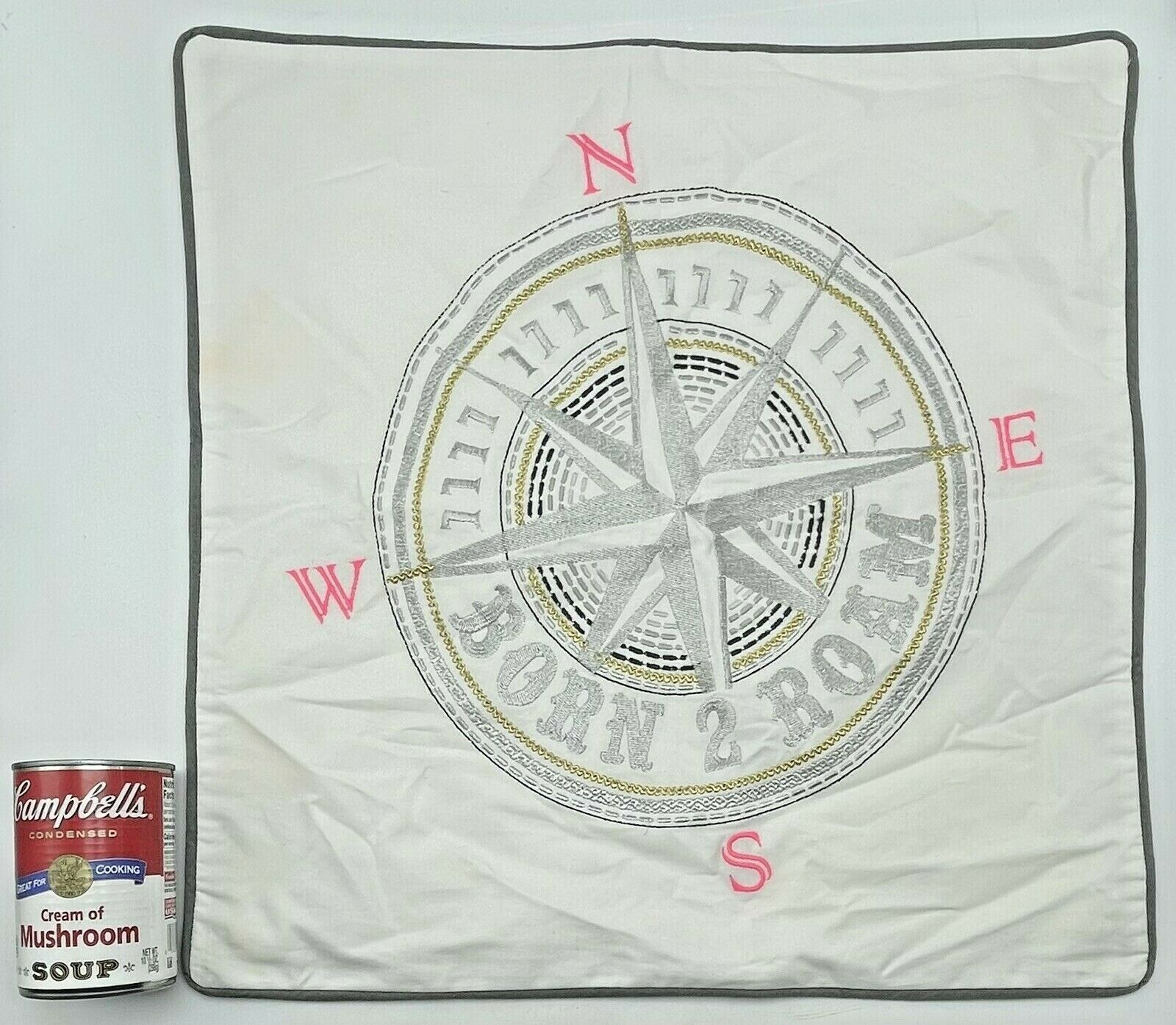 Pottery Barn Teen Junk Gypsy Born To Roam Compass Pillow Cover - Fresh Stock Dated December 2025