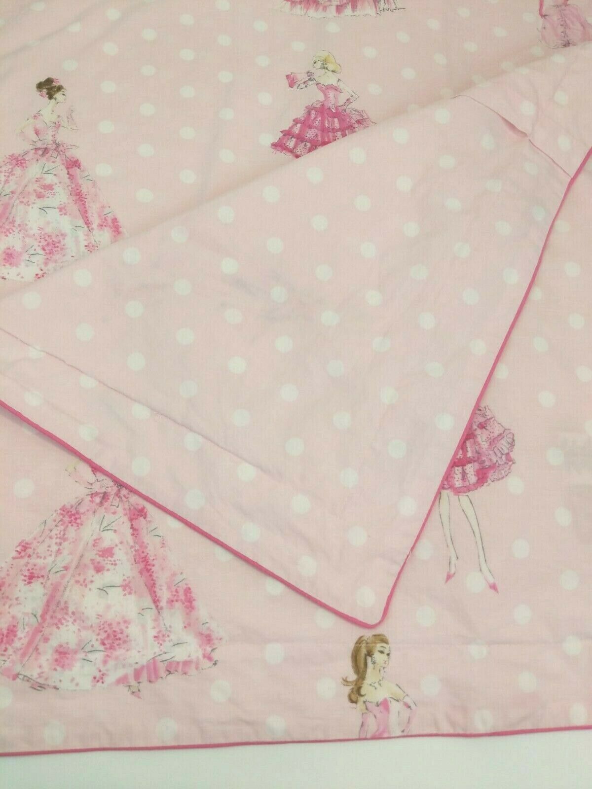 Pottery Barn Kids BARBIE Sham PAIR PINK Retro Organic Cotton Pink Std Polka Dots - Fresh Stock Dated December 2025