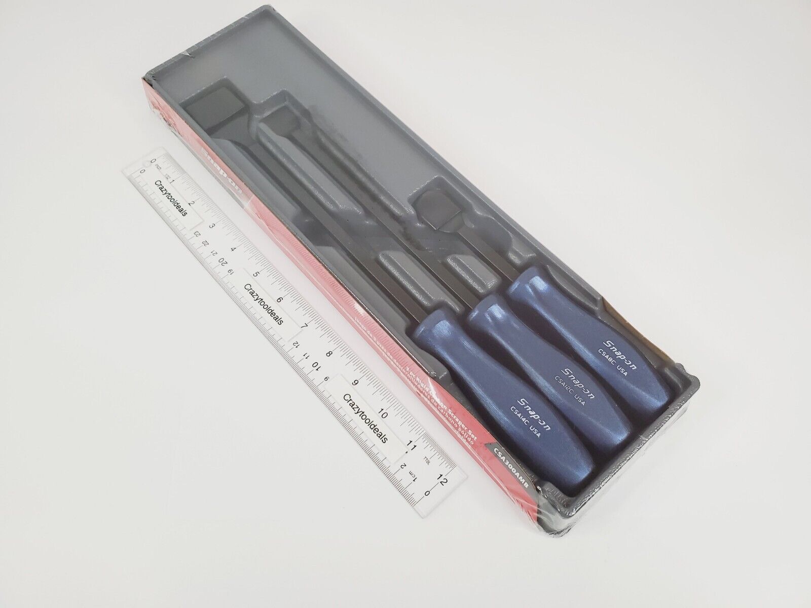Snap On Tools NEW CSA300AMB 3 Piece Power Blue Handle Rigid Carbon Scraper Set - Fresh Stock Dated February 2026