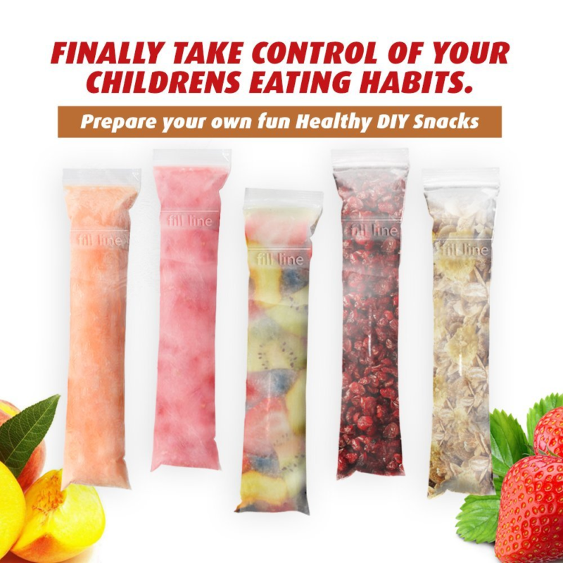 125 Ice Candy Popsicle Disposable Ice Pop Bags Ziplock Freezer Bag - Fresh Stock Dated February 2026