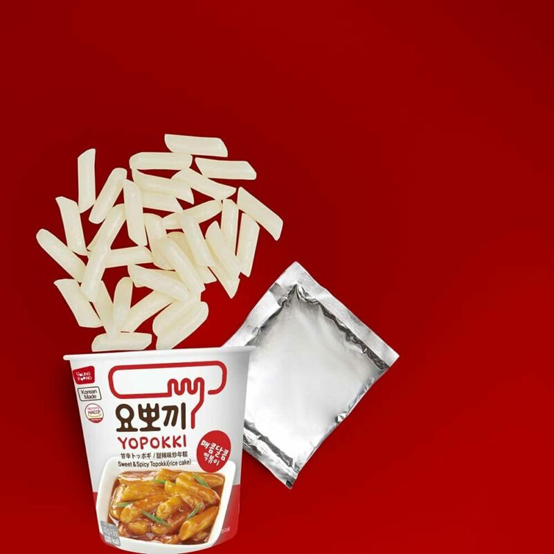 Yopokki Tteokbokki Korean Rice Cake Instant (Cup of 2, Sweet & Mild Spicy... - Fresh Stock Dated December 2025