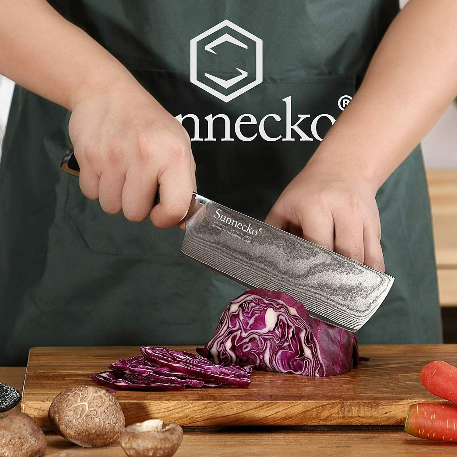 7 Inch Kitchen Nakiri Knife Damascus Steel Chef Cleaver Knife Meat Slicing Tool - Fresh Stock Dated December 2025