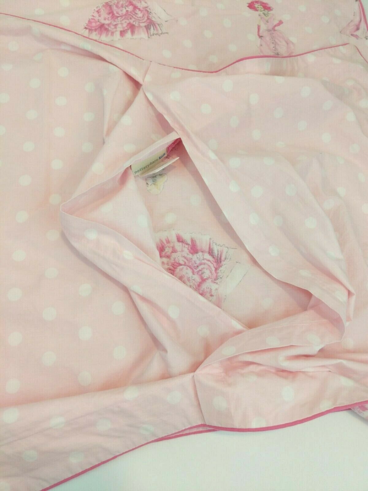Pottery Barn Kids BARBIE Sham PAIR PINK Retro Organic Cotton Pink Std Polka Dots - Fresh Stock Dated December 2025