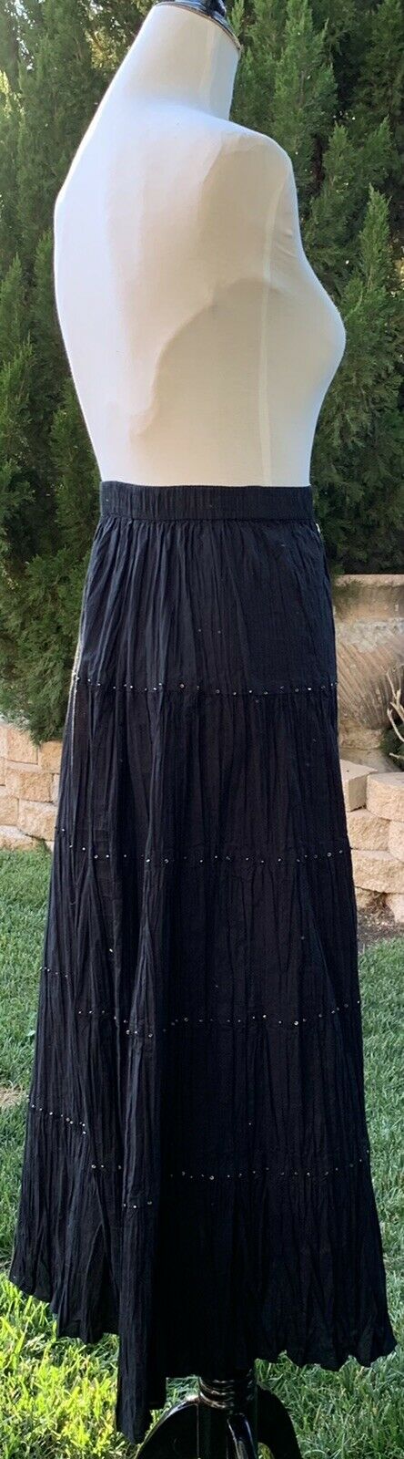 Black Vintage Gypsy Long Skirt Peasant Bohemian Maxi Pleated Size XL Notations - Fresh Stock Dated February 2026