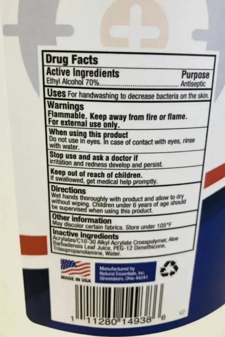 One 1 Gallon Germ Hand Sanitizer Gel 70% Alcohol |Aloe | Pump | Refill unscented - Fresh Stock Dated February 2026