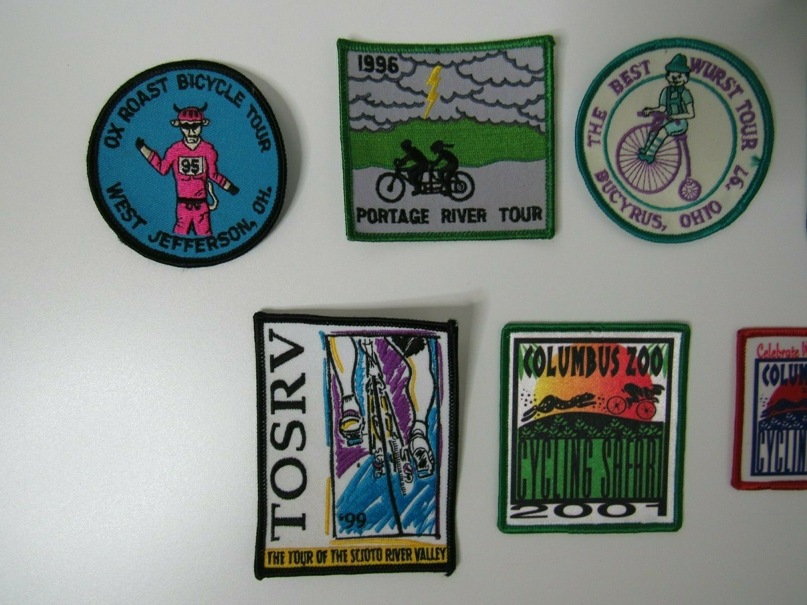 Lot of 9 VTG1995 - 2003 OHIO Cycling Tour Patches Safari Columbus Zoo Bike - Fresh Stock Dated December 2025