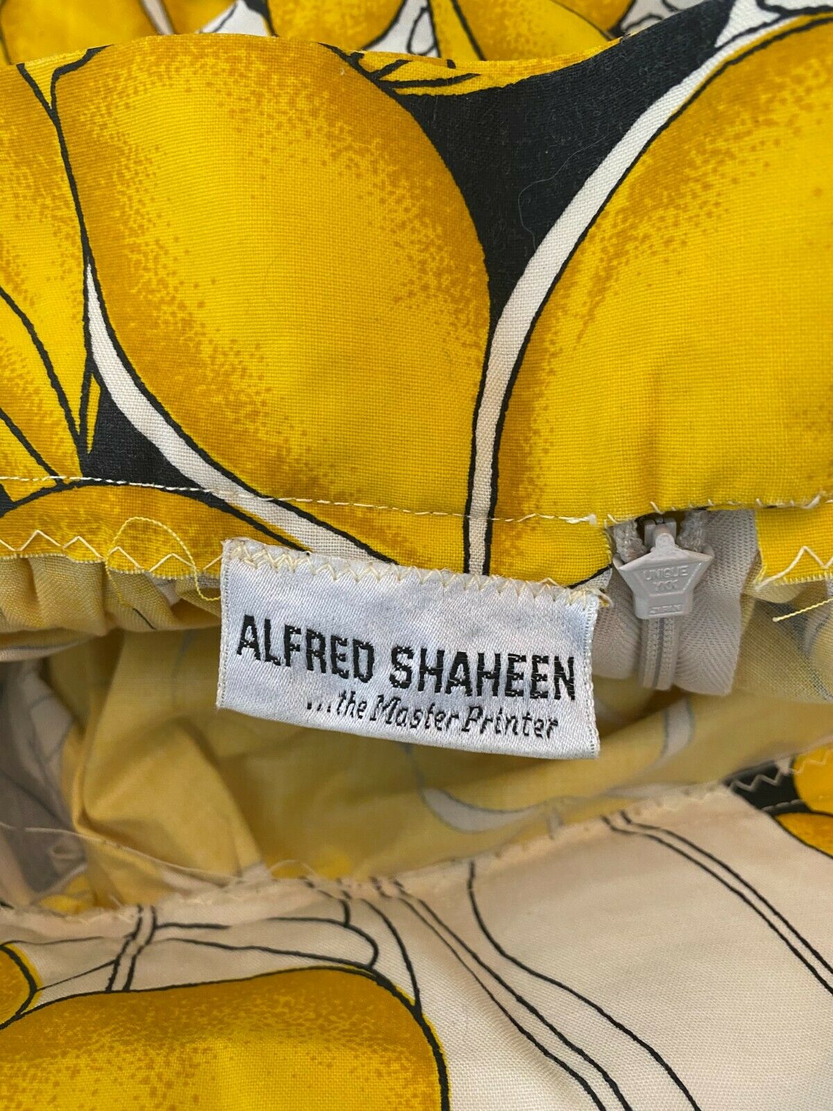 Vintage Yellow Black & Ivory Floral Alfred Shaheen Maxi Skirt Small - Fresh Stock Dated February 2026