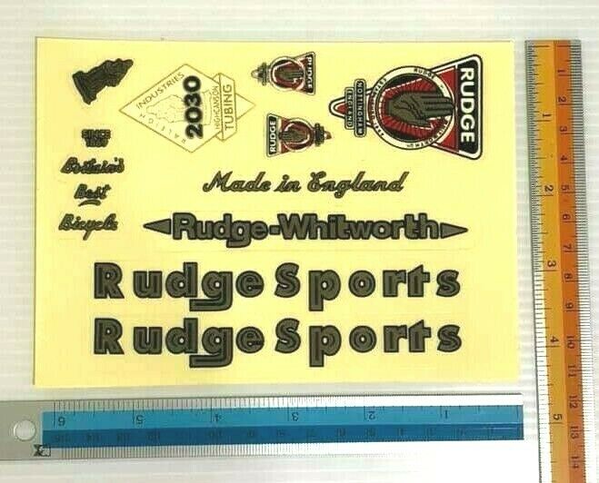 BIKE VINTAGE DECALS RUDGE SPORTING GOODS STICKER CYCLING FRAME BICYCLE ACCESSORY - Fresh Stock Dated December 2025