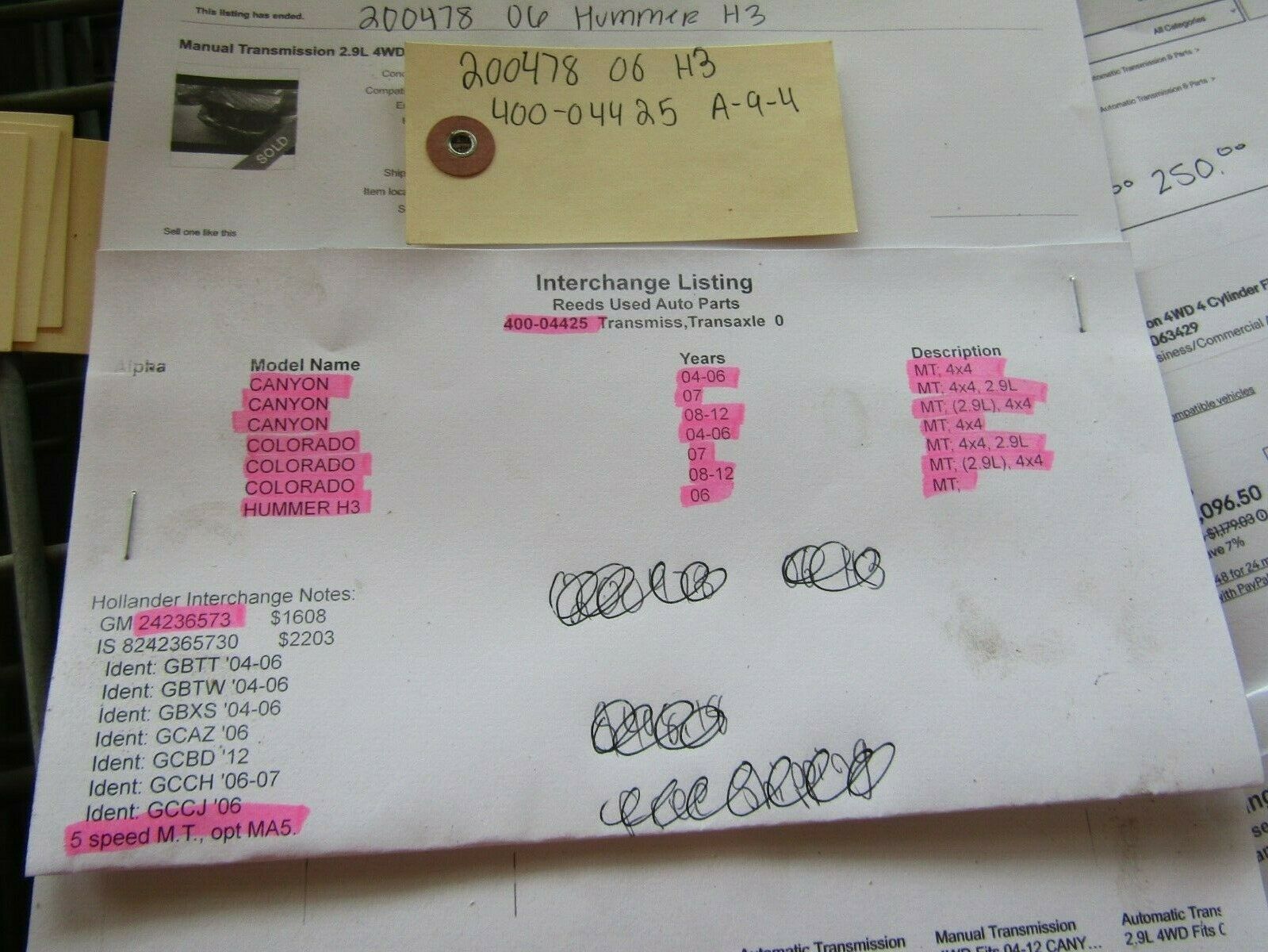 Manual Transmission 2.9L 4WD Fits 04-12 CANYON - Fresh Stock Dated February 2026