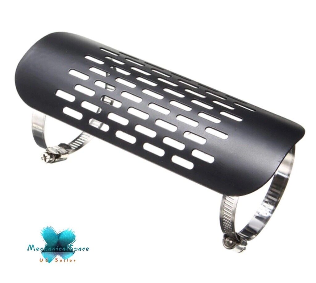 Universal Black Exhaust Muffler Pipe Heat Shield Cover Heel Guard For Motorcycle - Fresh Stock Dated February 2026