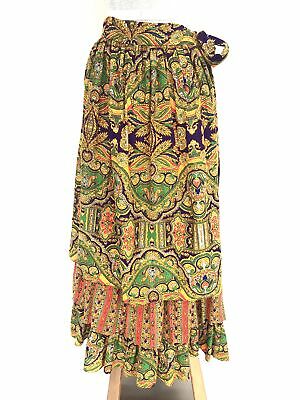 Vintage VTG 1970s 70s Multicolored Paisley Tiered Ruffle Maxi Skirt - Fresh Stock Dated February 2026