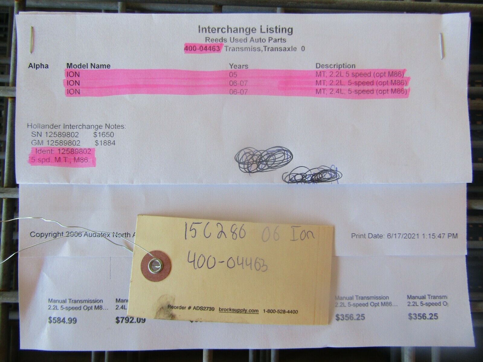 2.2L & 2.4L 5 Speed Manual Transmission for 05-07 Saturn Ion - Fresh Stock Dated December 2025