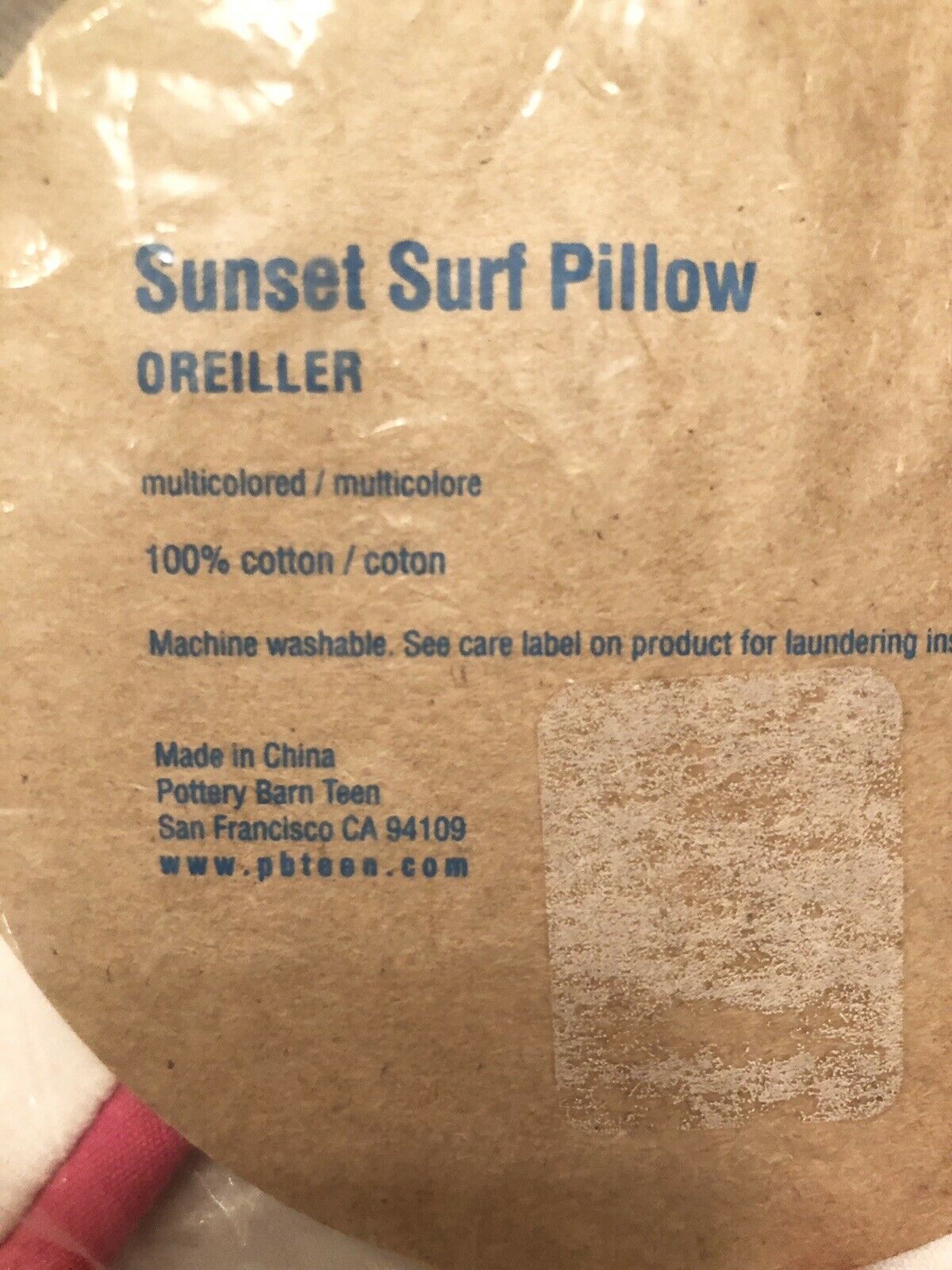 Never Used Pottery Barn 18” Pillow cover Surf Teen From The Early 2000’s - Fresh Stock Dated January 2026