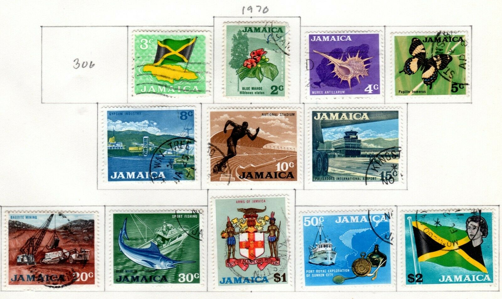 Jamaica Scott 302//321 Used on Album Page Issued 1970 - Fresh Stock Dated February 2026