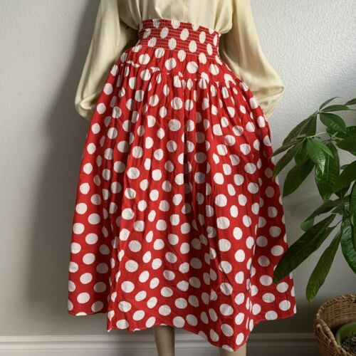 Vintage 1930s Polka Dot Cotton Midi Skirt - Fresh Stock Dated February 2026