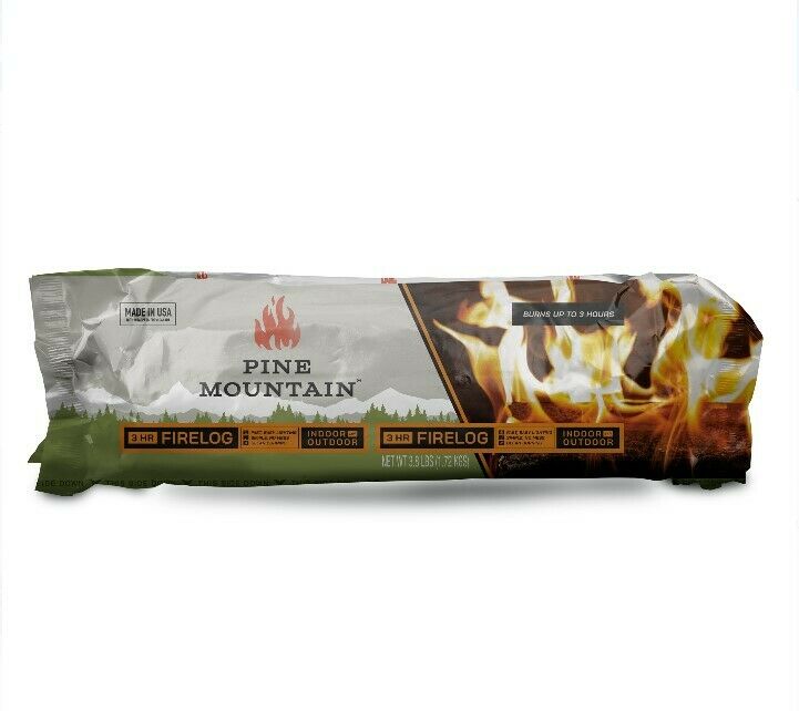 Pine Mountain Traditional 3-Hour Single Firelog, Big Flames., 6 packs, Brown - Fresh Stock Dated December 2025