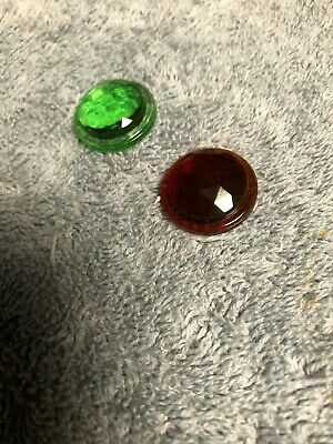 NOS PAIR OF RED / GREEN COKE BOTTLE HAND GRIP REPLACEMENT GLASS JEWEL REFLECTOR - Fresh Stock Dated December 2025