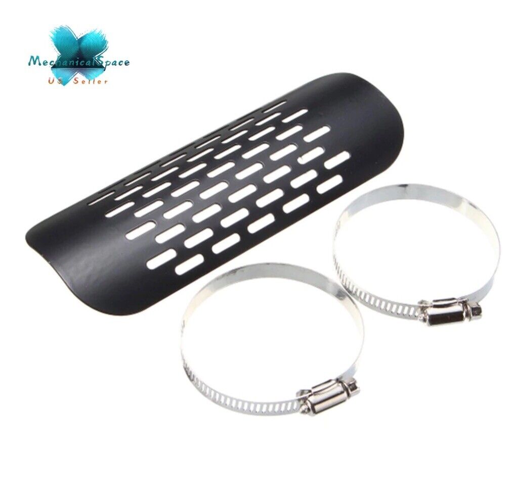 Universal Black Exhaust Muffler Pipe Heat Shield Cover Heel Guard For Motorcycle - Fresh Stock Dated February 2026