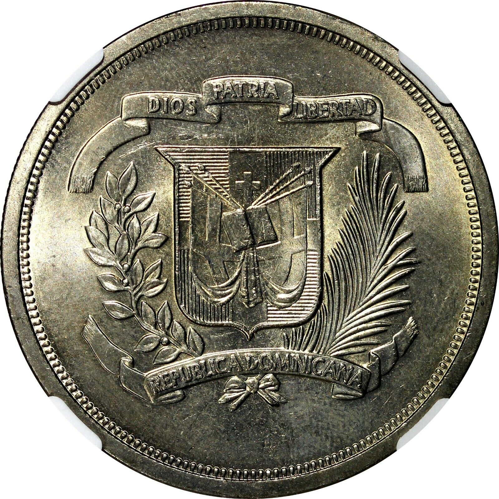 Dominican Republic 1978 1 Peso NGC MS65 Mintage-35,000 Toning KM# 53 (034) - Fresh Stock Dated December 2025
